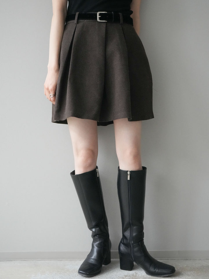 [予約]ベルト付きタックミニスカート/brown