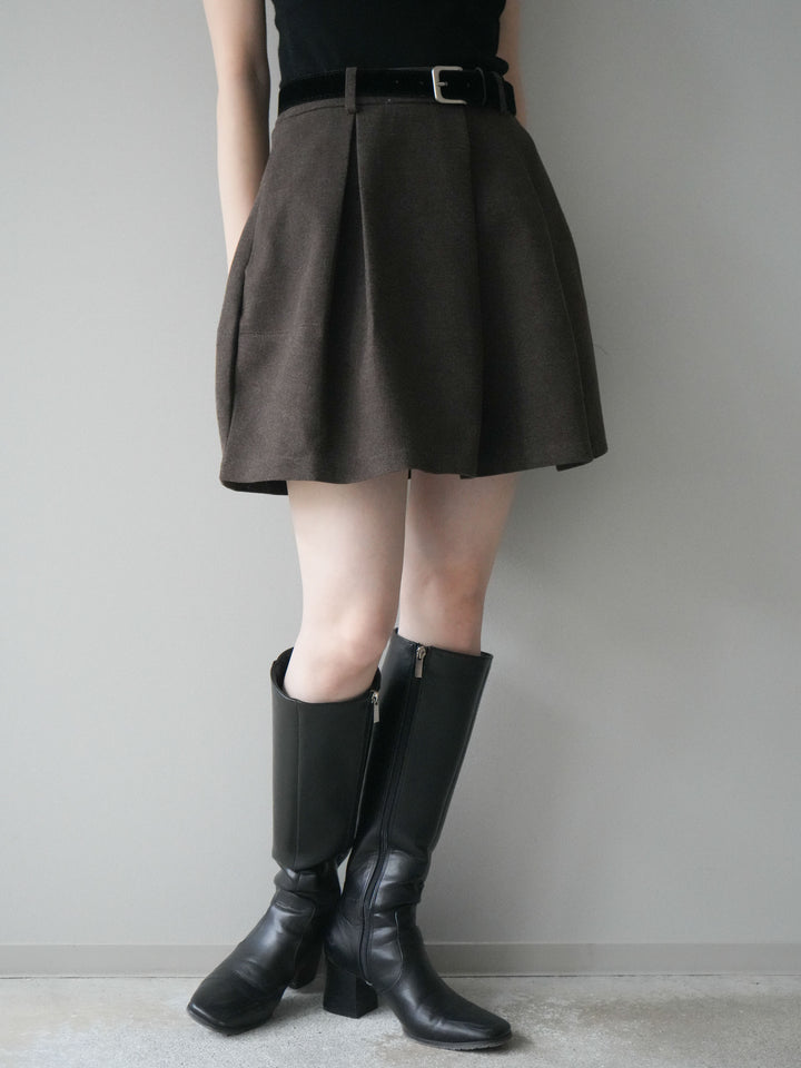 [予約]ベルト付きタックミニスカート/brown