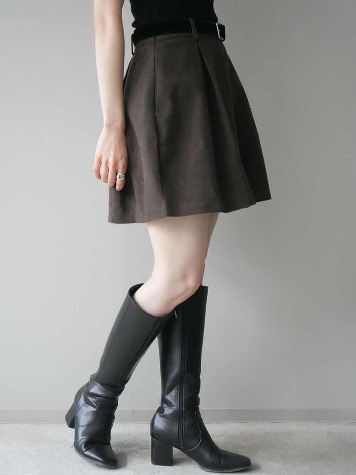 [予約]ベルト付きタックミニスカート/brown