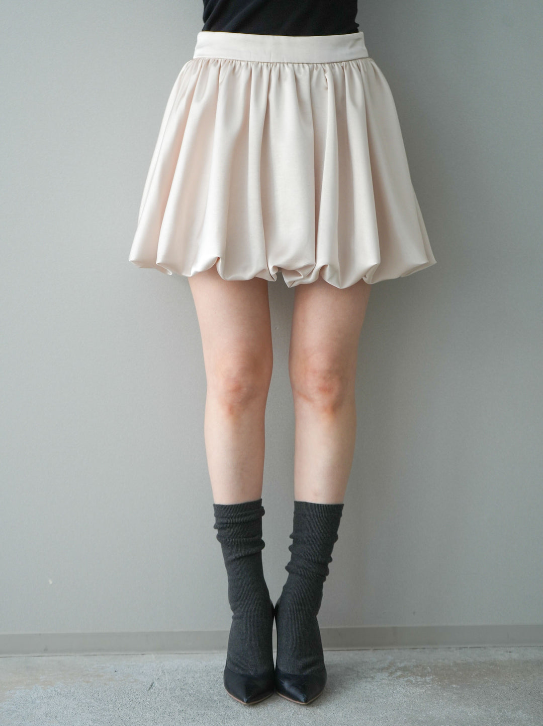 [予約]サテンバルーンミニスカート/ivory