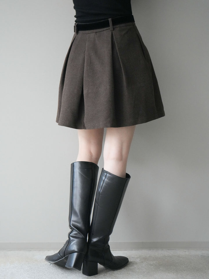 [予約]ベルト付きタックミニスカート/brown
