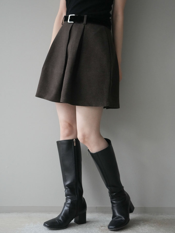 [予約]ベルト付きタックミニスカート/brown
