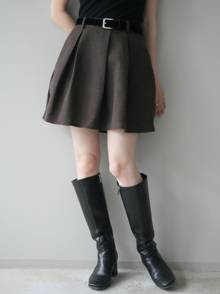 [予約]ベルト付きタックミニスカート/brown