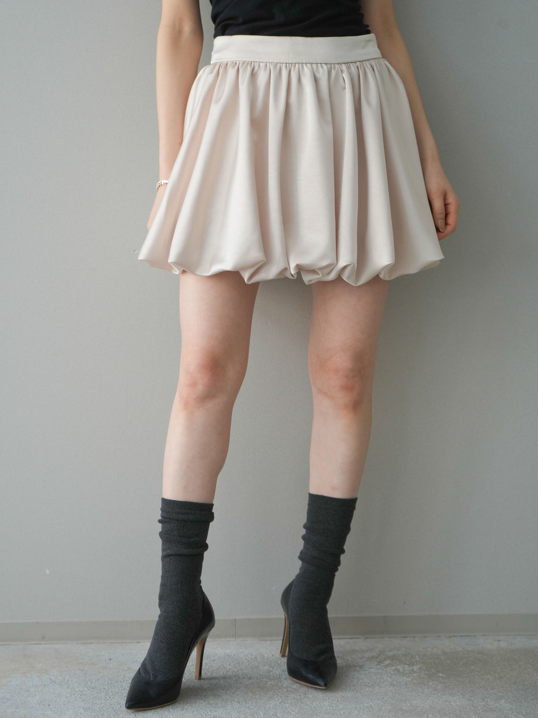 [予約]サテンバルーンミニスカート/ivory