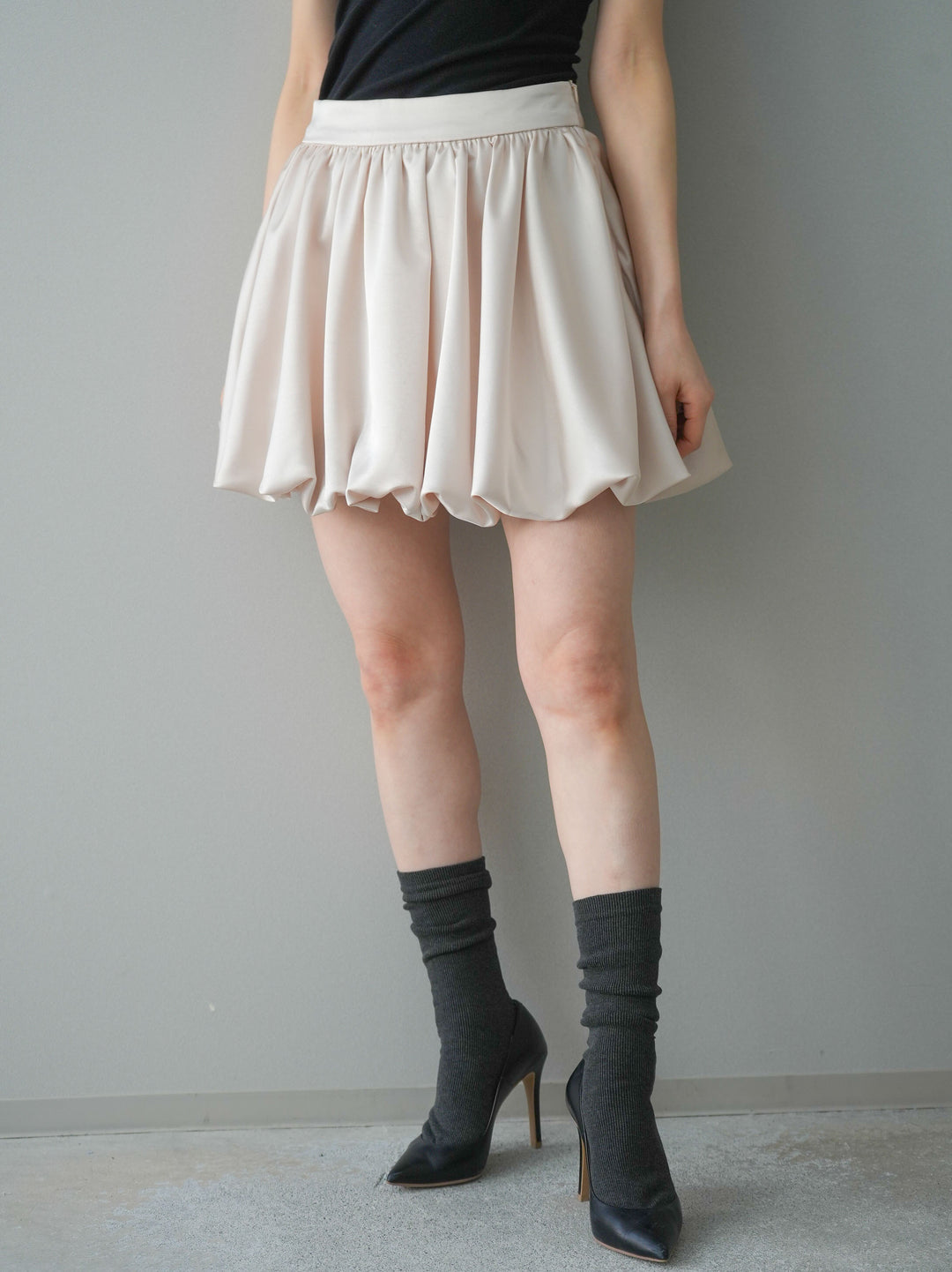 [予約]サテンバルーンミニスカート/ivory