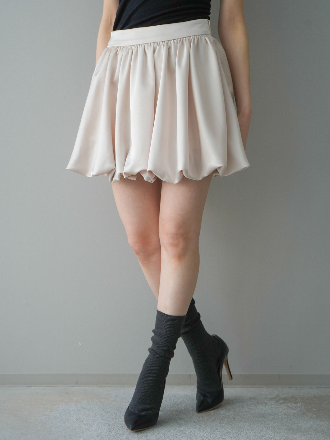 [予約]サテンバルーンミニスカート/ivory