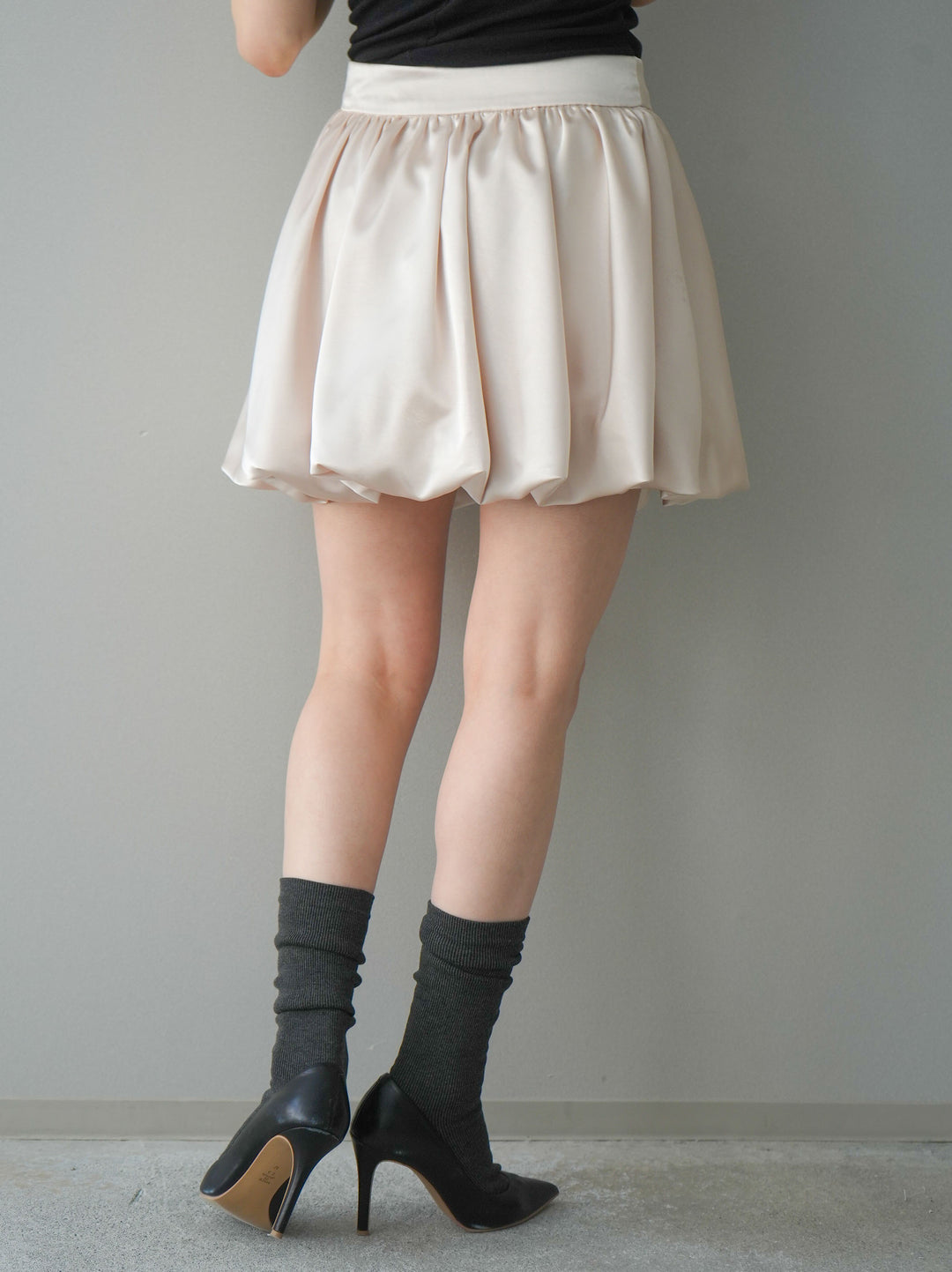 [予約]サテンバルーンミニスカート/ivory