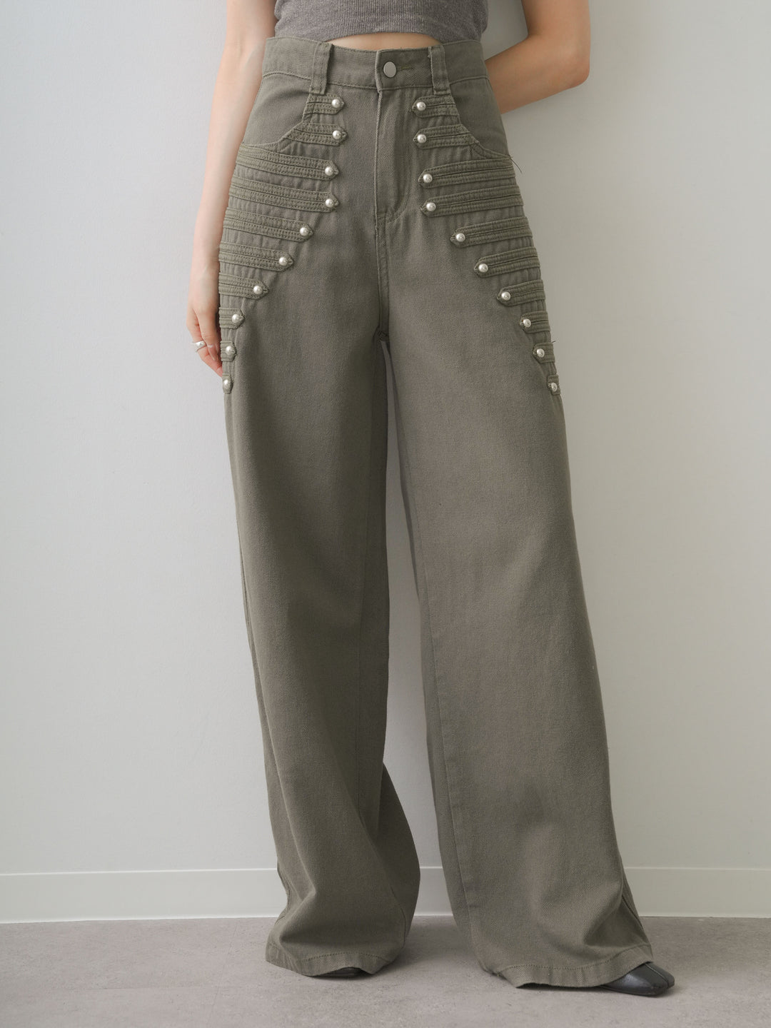 [予約]ナポレオンワイドストレートパンツ/khaki
