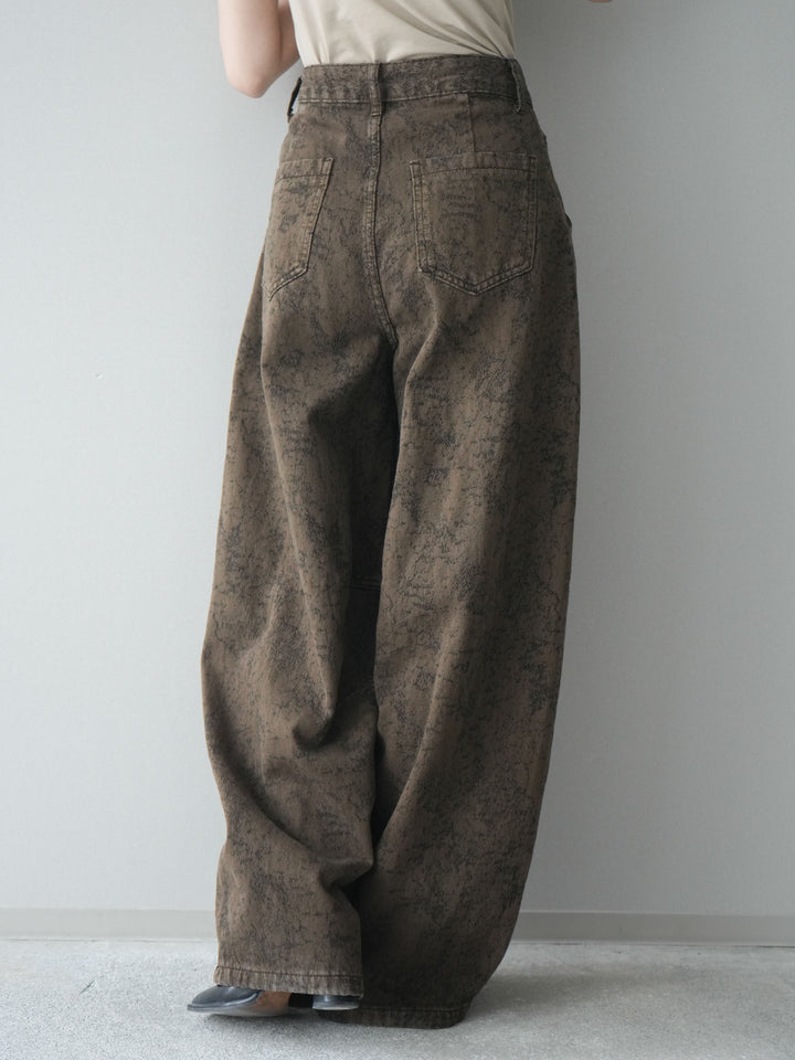 [予約]ジャガードカーブデニムパンツ/brown