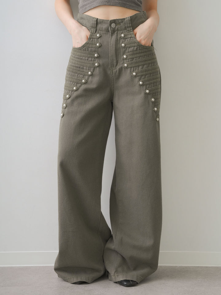 [予約]ナポレオンワイドストレートパンツ/khaki