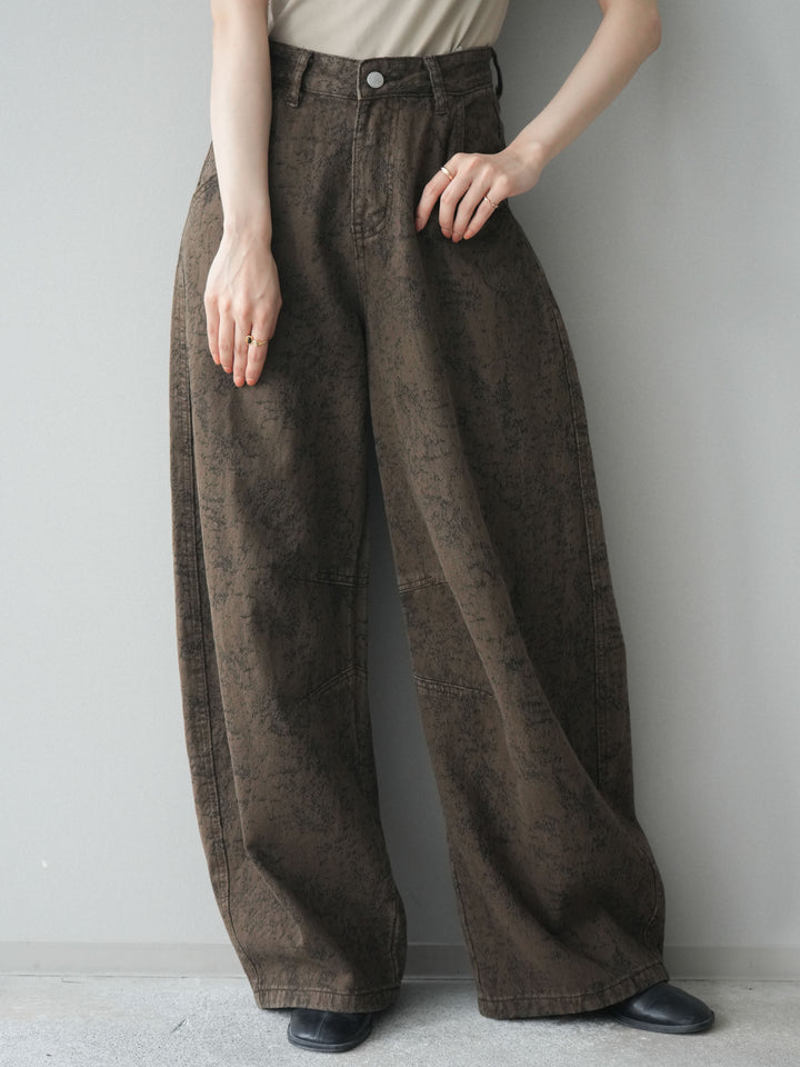 [予約]ジャガードカーブデニムパンツ/brown