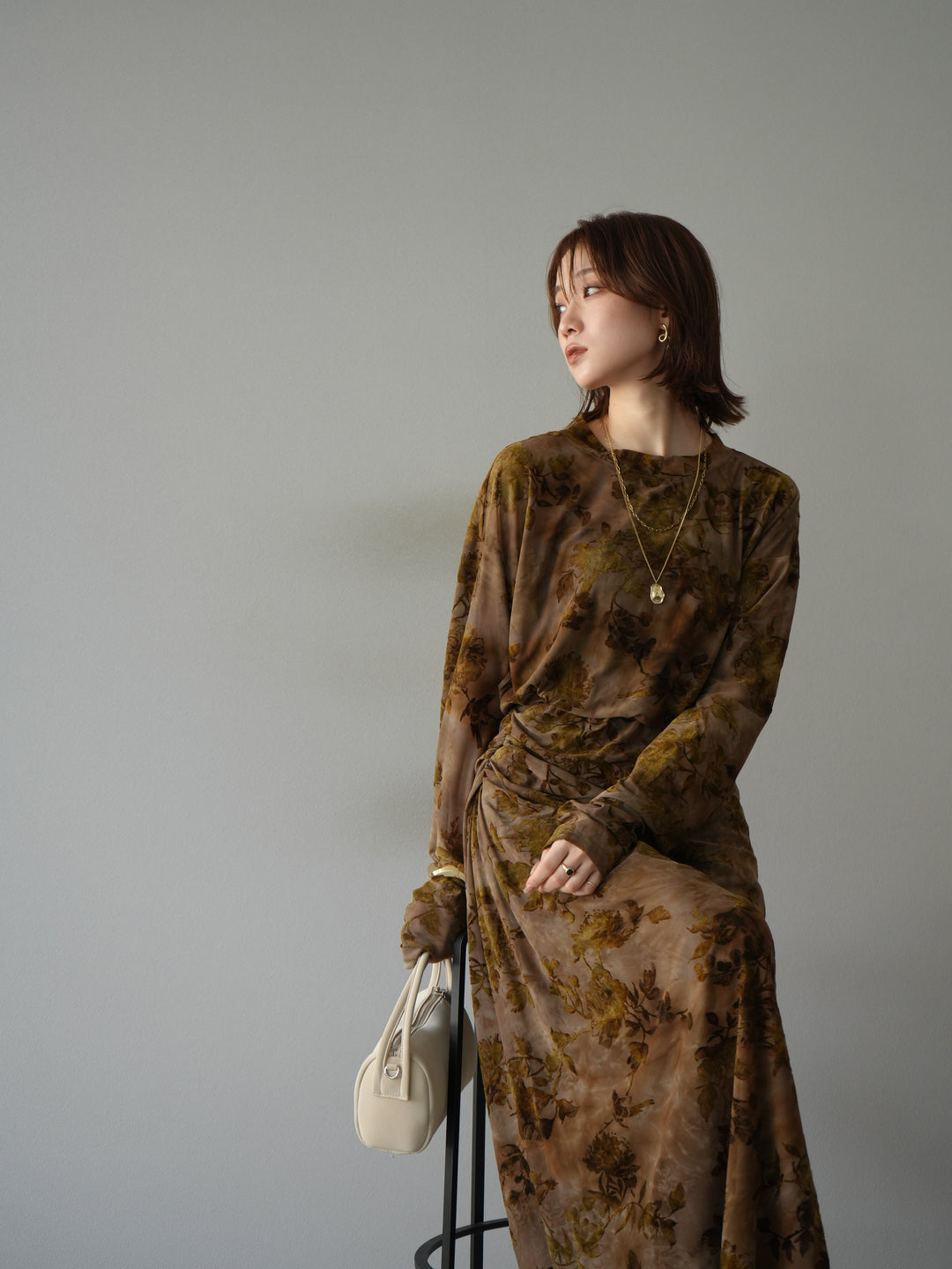 [予約]フラワーフロッキーシアートップス/ブラウン