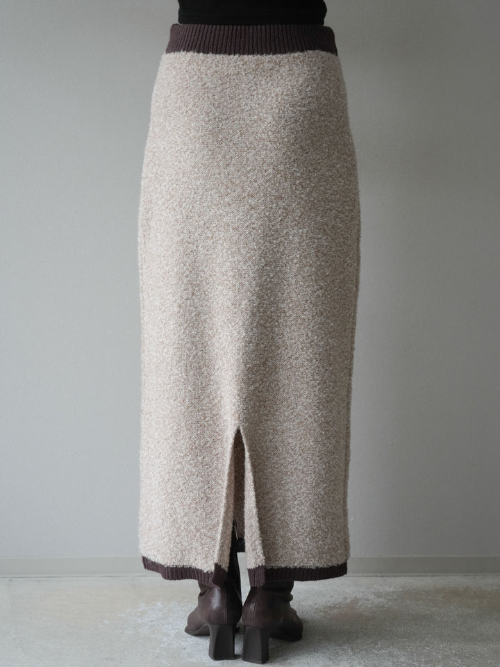 [予約]ブークレバイカラータイトニットスカート/ベージュ