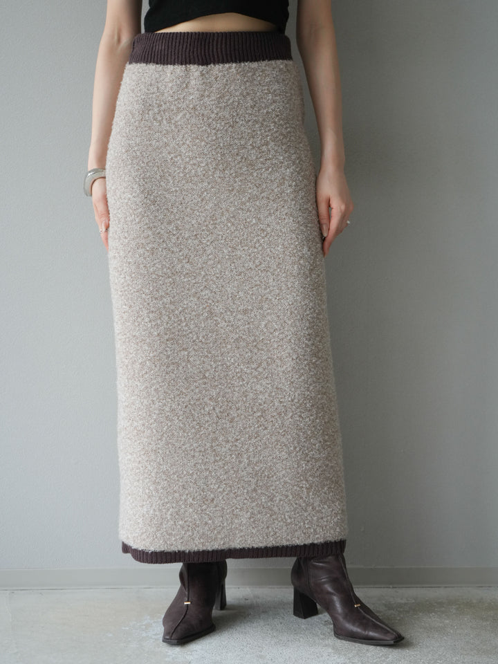 [予約]ブークレバイカラータイトニットスカート/ベージュ