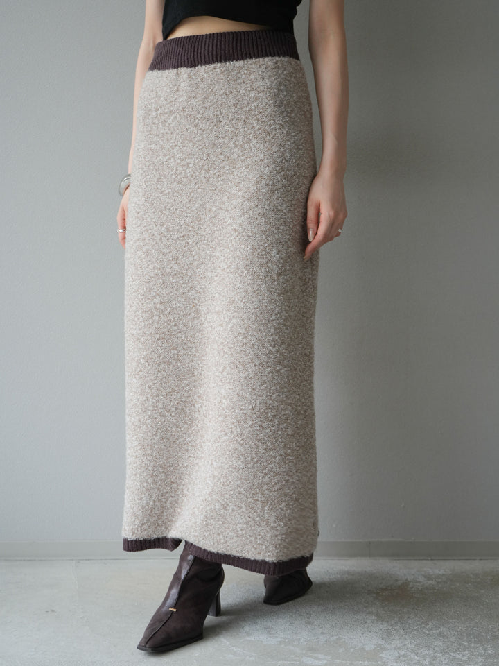 [予約]ブークレバイカラータイトニットスカート/ベージュ