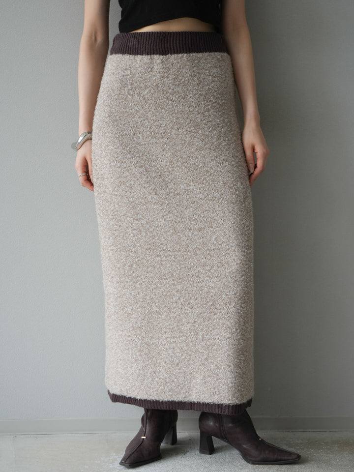 [予約]ブークレバイカラータイトニットスカート/ベージュ