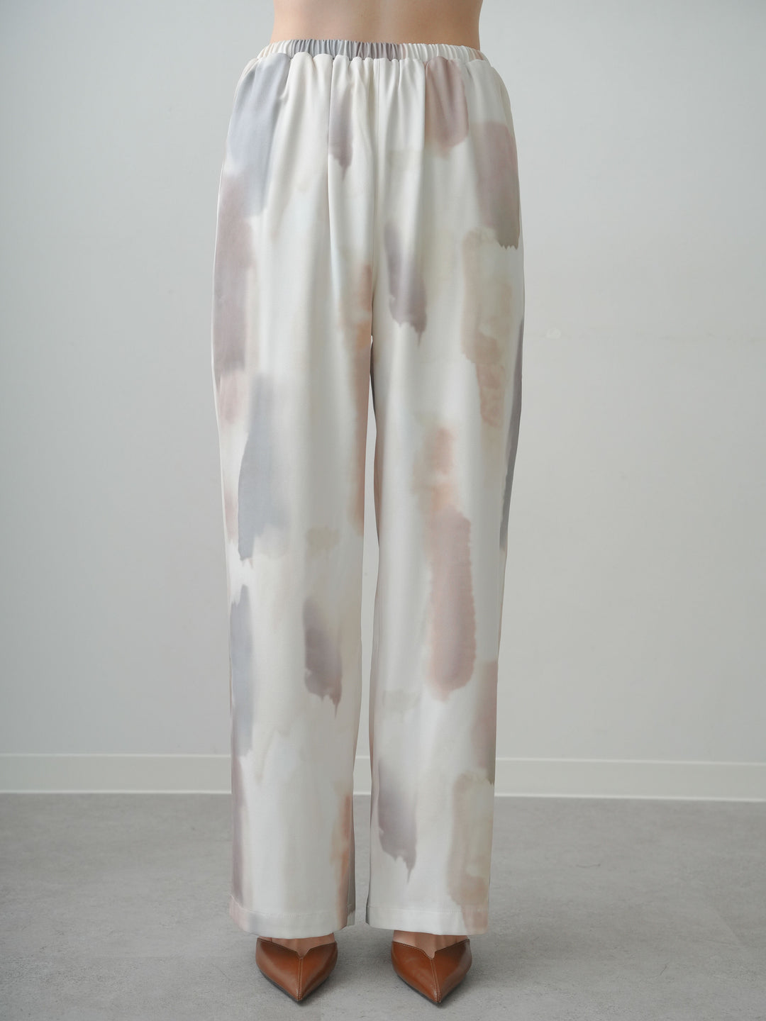 [予約]水彩柄ドレープイージーパンツ/ecru