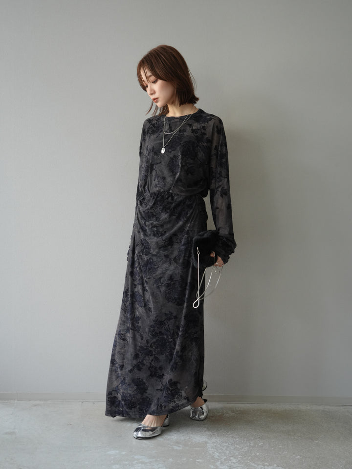 [予約]フラワーフロッキーシアートップス/ブルー