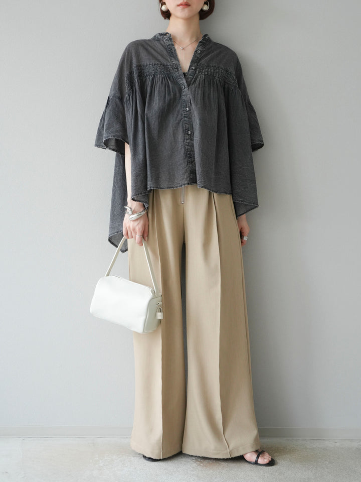 [予約]インド製コットンボイルシアービンテージデニムシャツ/ブラック