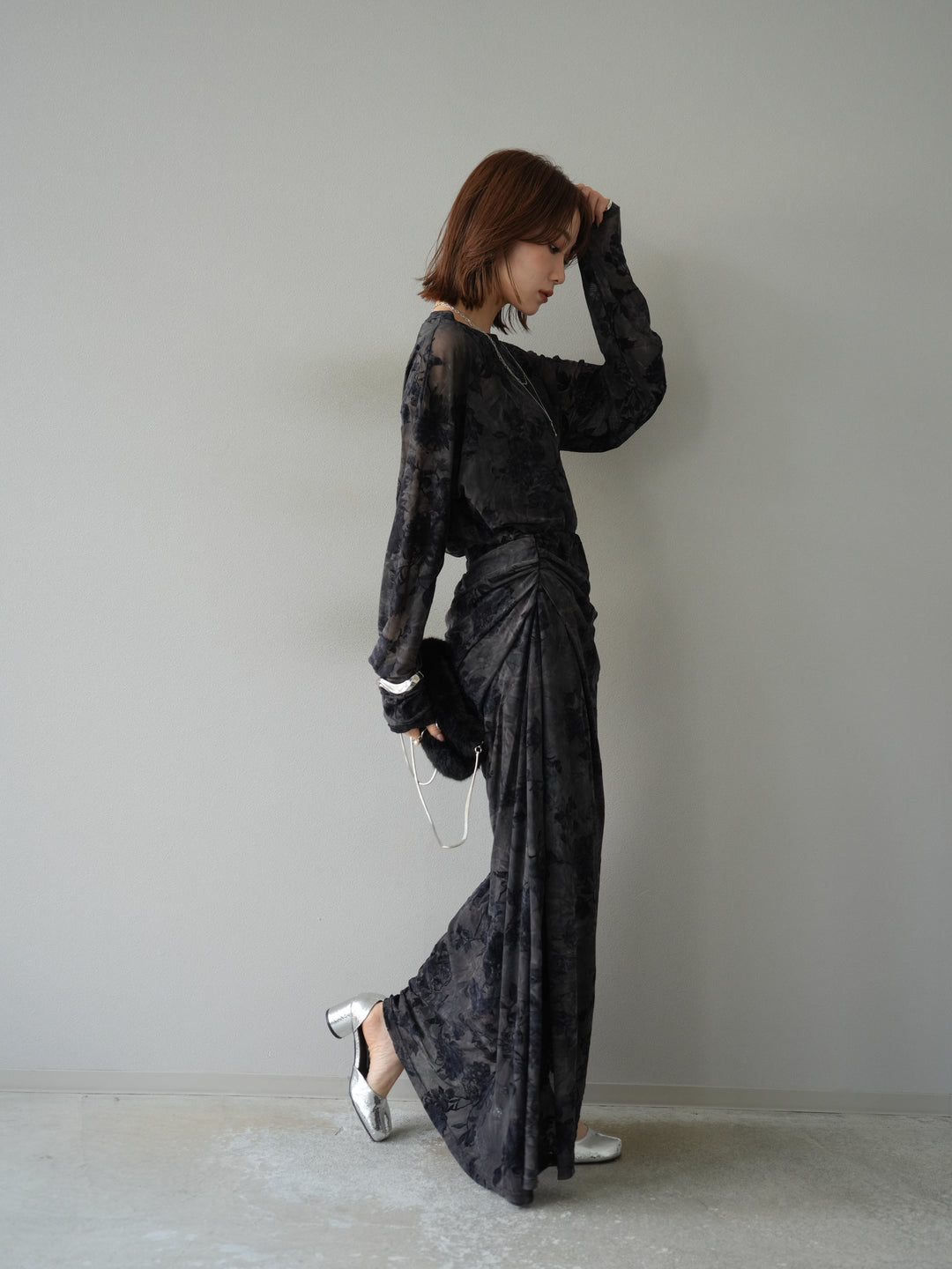 [予約]フラワーフロッキーシアートップス/ブルー