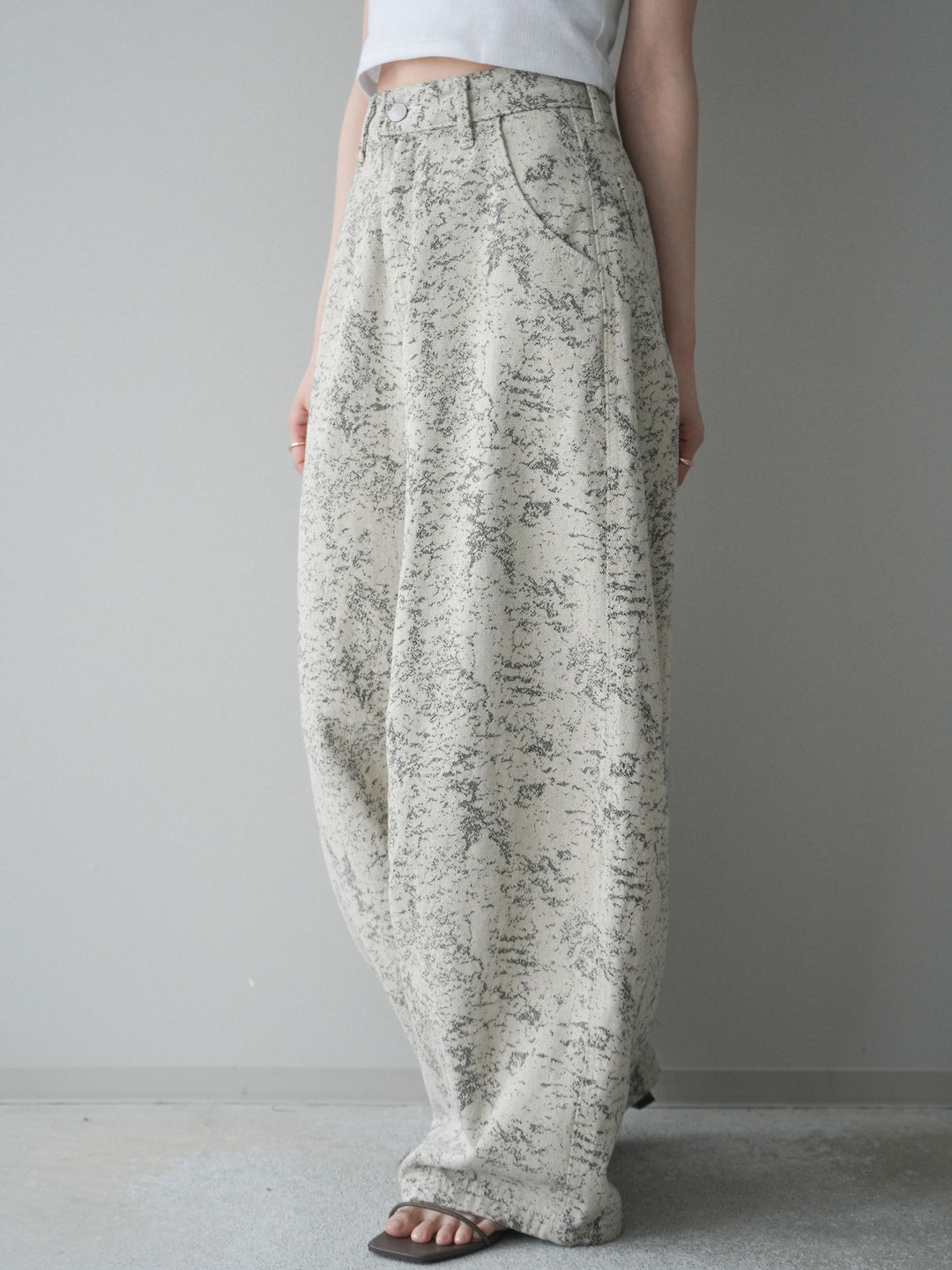 [予約]ジャガードカーブデニムパンツ/ivory