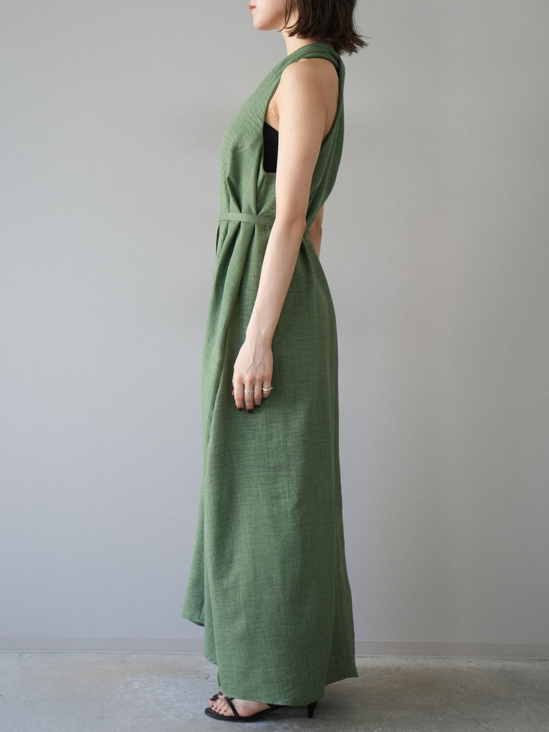 [予約]ループデザインムラ染めワンピース/グリーン