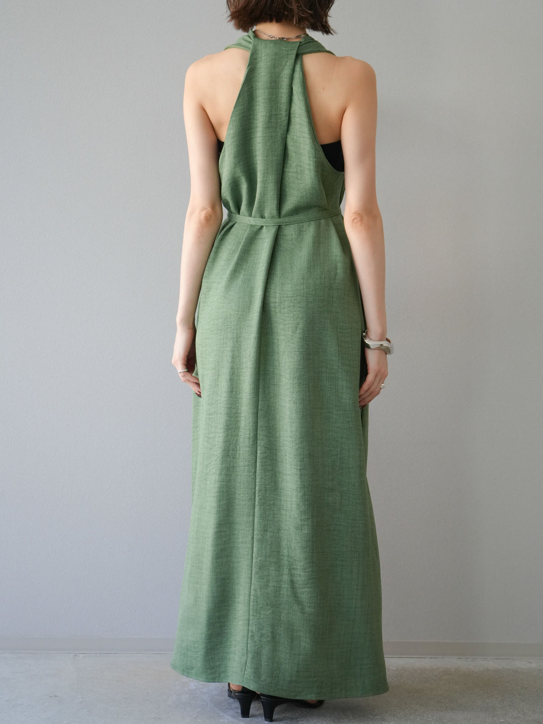 [予約]ループデザインムラ染めワンピース/グリーン