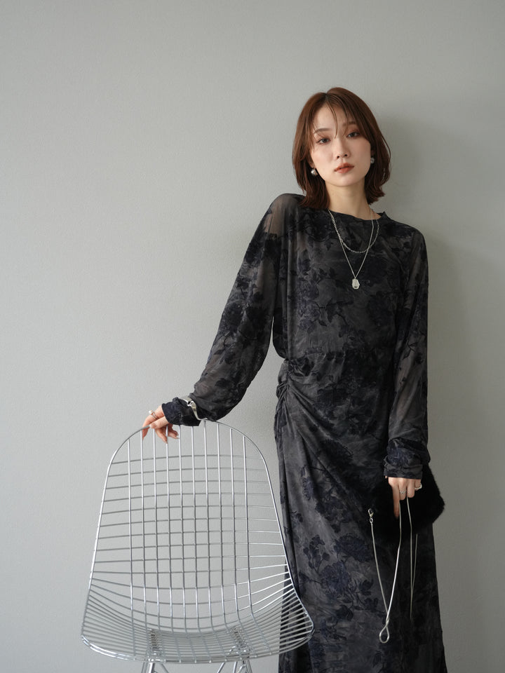 [予約]フラワーフロッキーシアートップス/ブルー