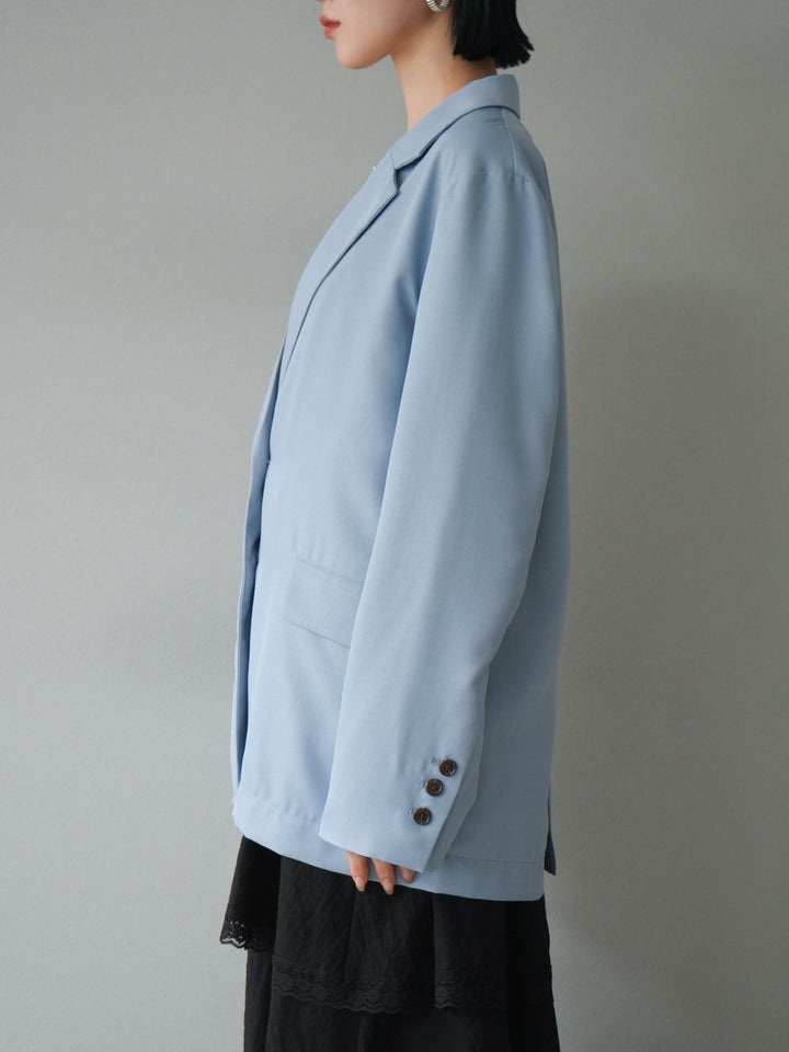 [予約]リネンタッチテーラードジャケット/ライトブルー