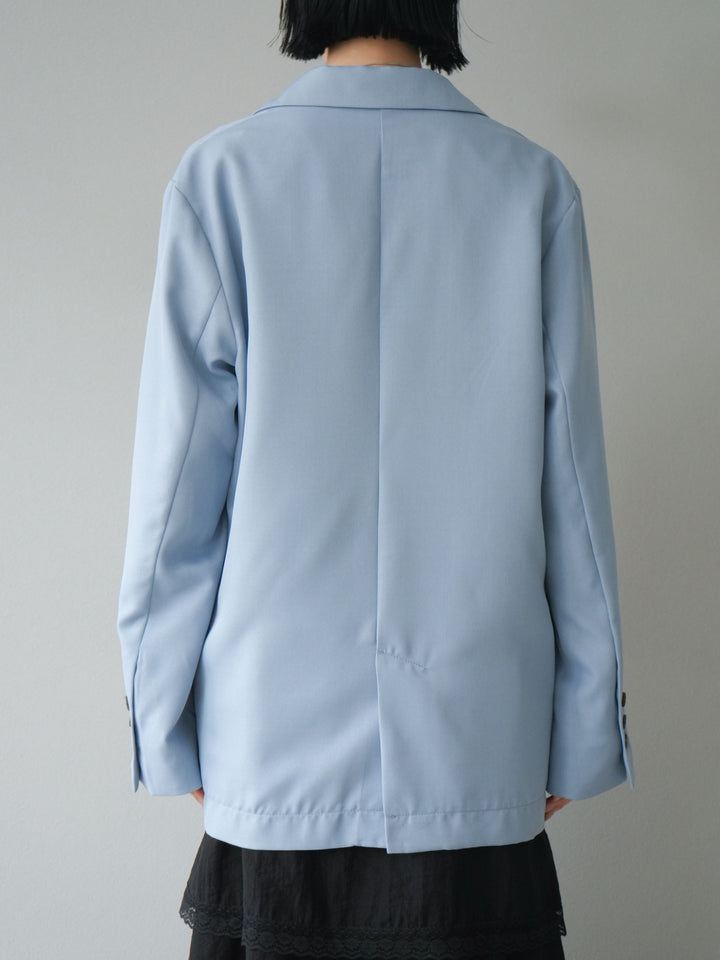 [予約]リネンタッチテーラードジャケット/ライトブルー