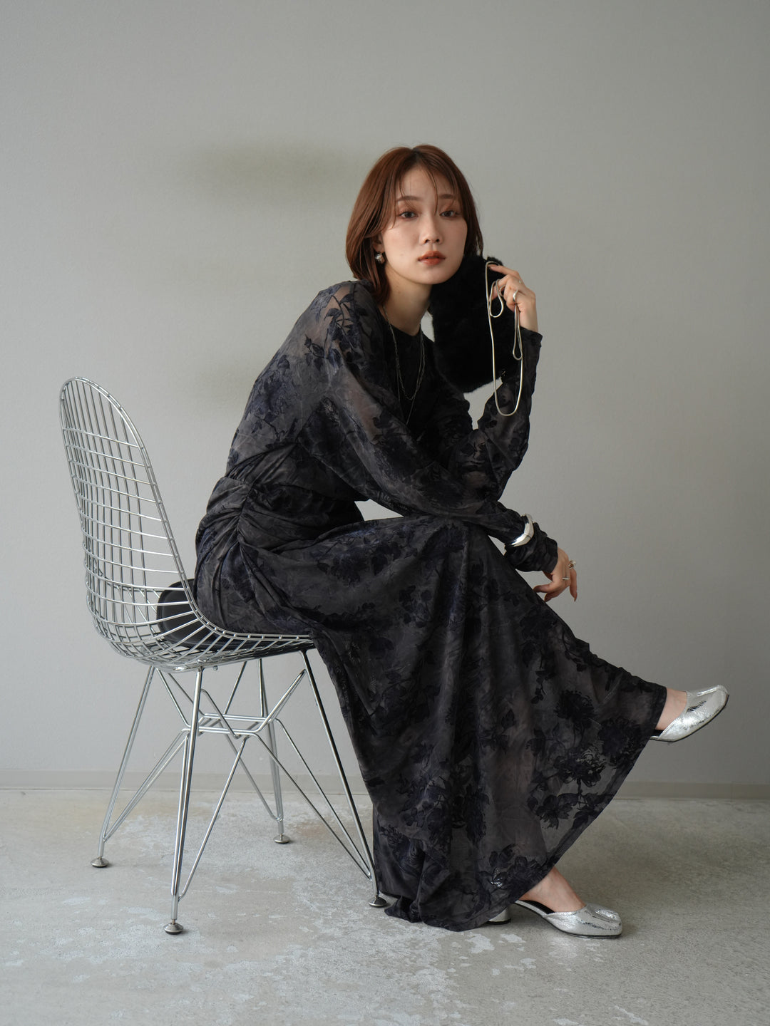 [予約]フラワーフロッキーシアートップス/ブルー