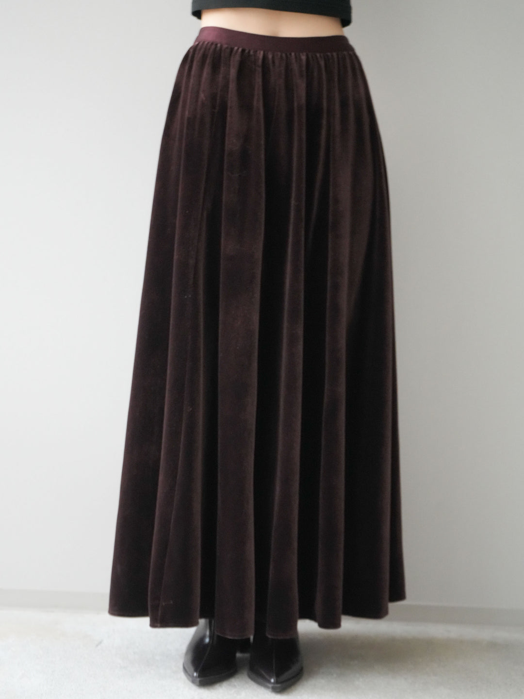 [予約]ベロアフレアスカート/brown