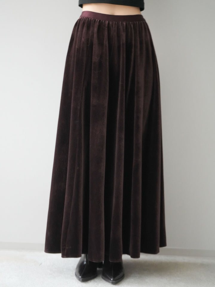 [予約]ベロアフレアスカート/brown