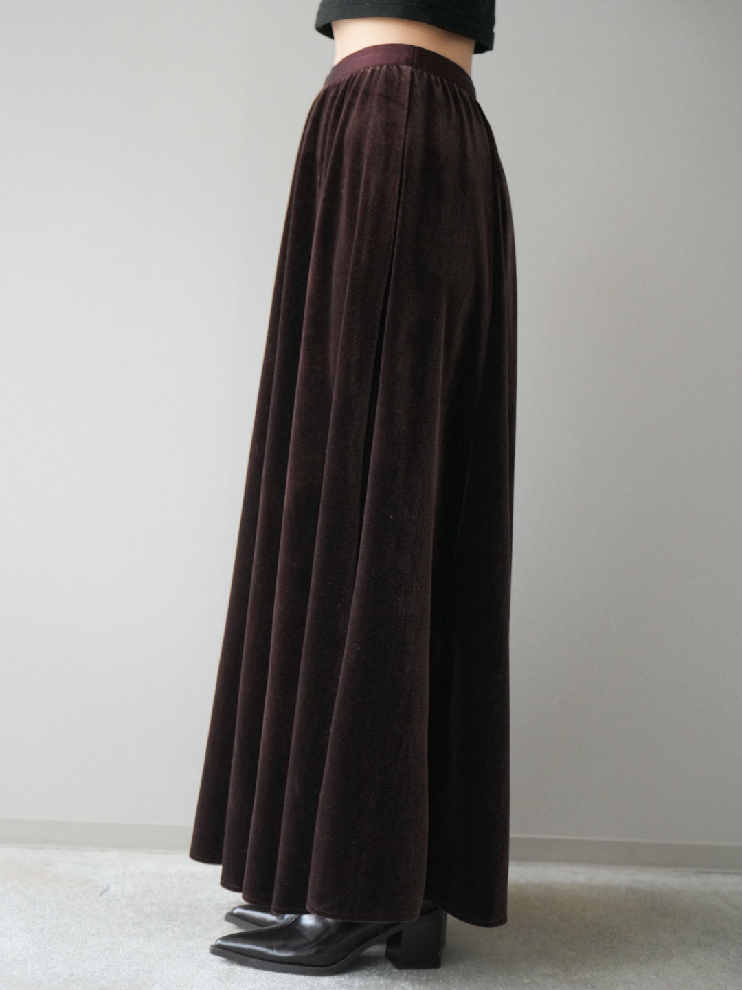 [予約]ベロアフレアスカート/brown