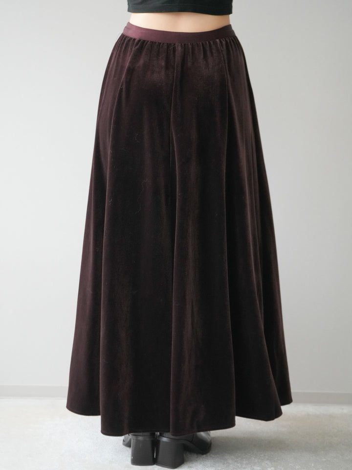 [予約]ベロアフレアスカート/brown