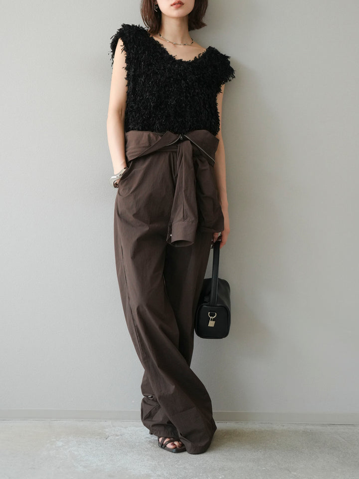 [予約]ナイロンジャンプスーツ/ブラウン