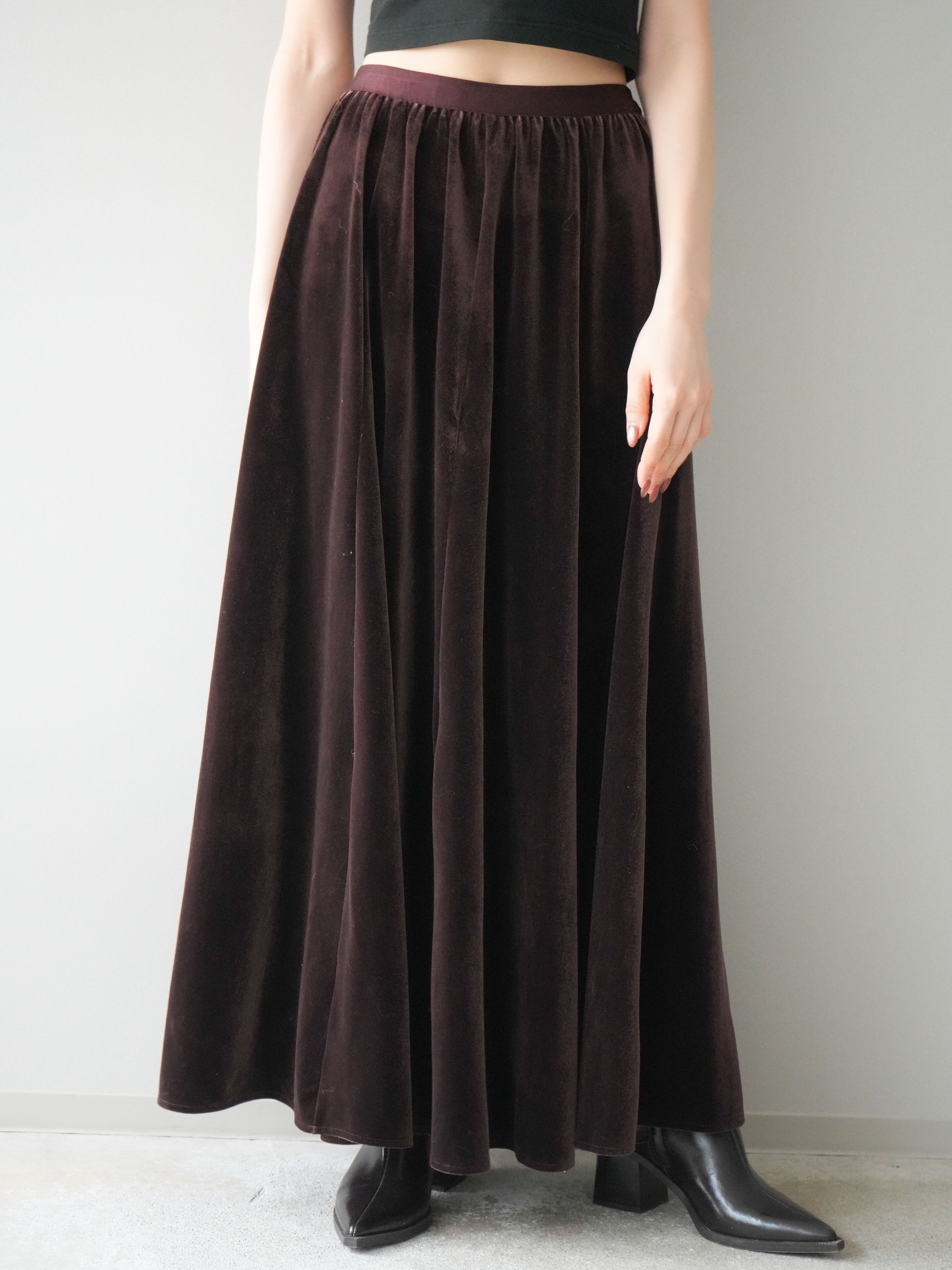 予約]ベロアフレアスカート/brown – Lumier