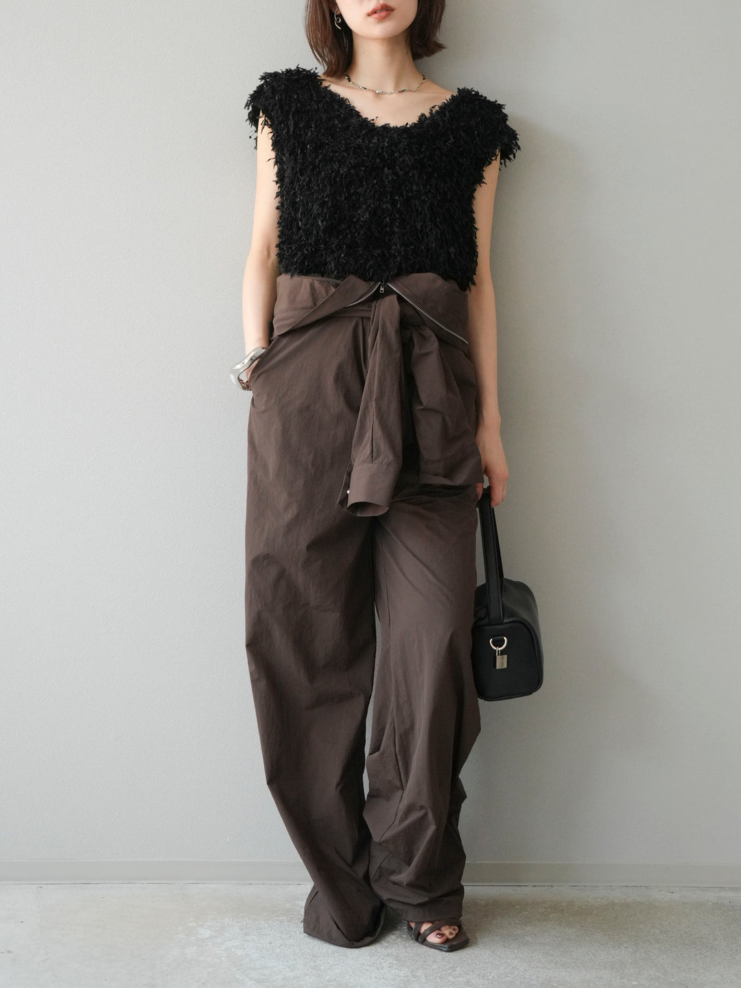 [予約]ナイロンジャンプスーツ/ブラウン