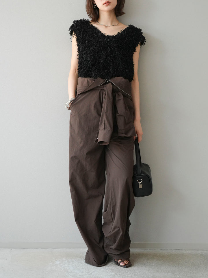 [予約]ナイロンジャンプスーツ/ブラウン