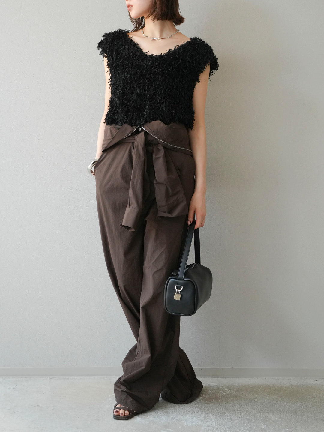 [予約]ナイロンジャンプスーツ/ブラウン