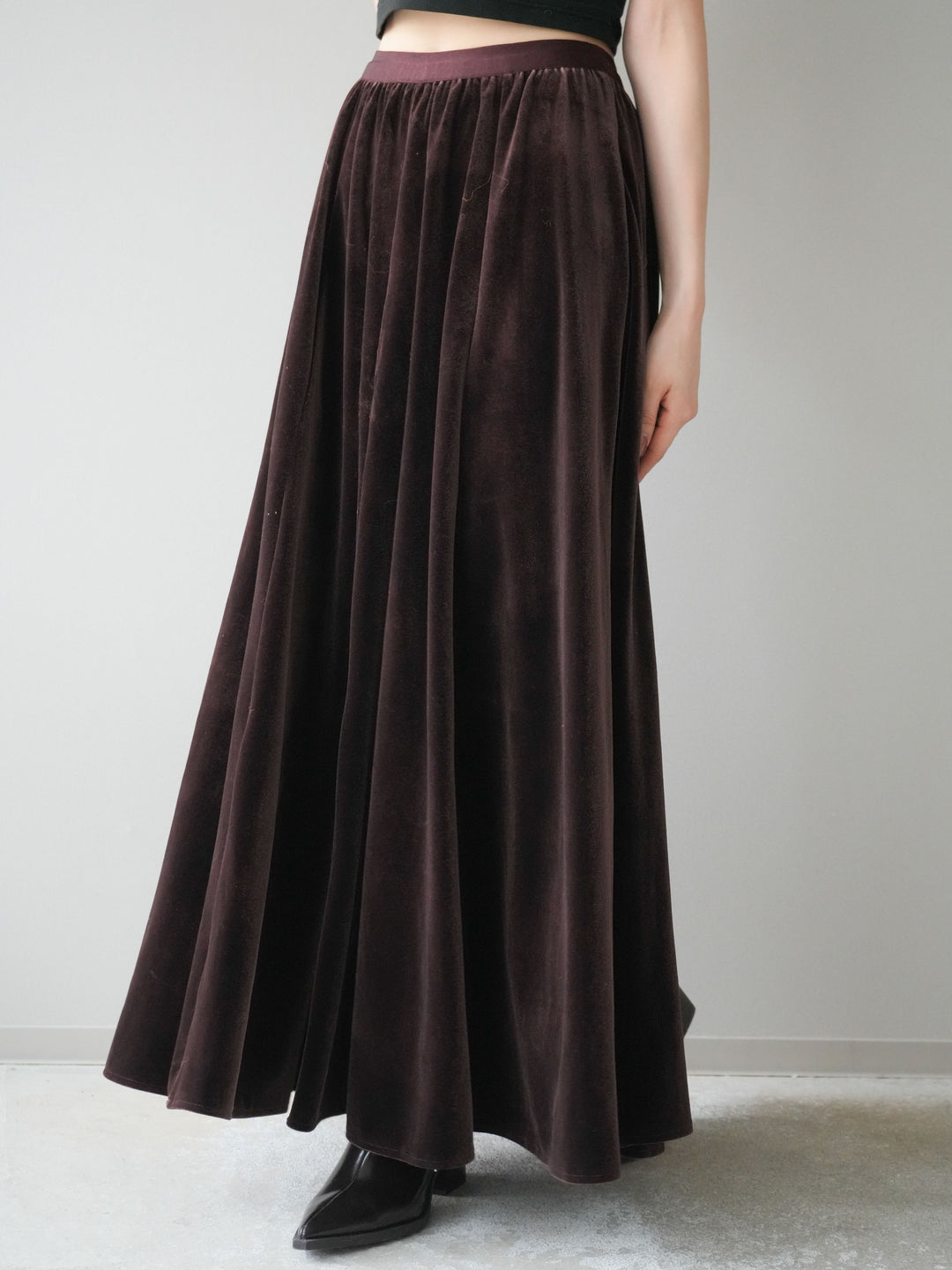 [予約]ベロアフレアスカート/brown