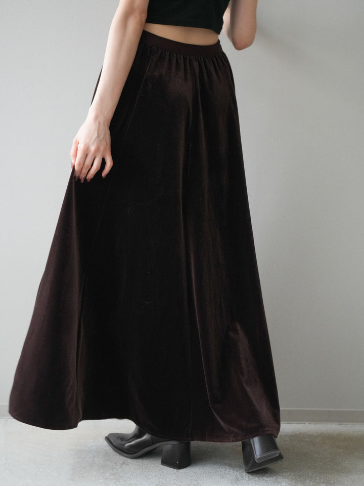 [予約]ベロアフレアスカート/brown