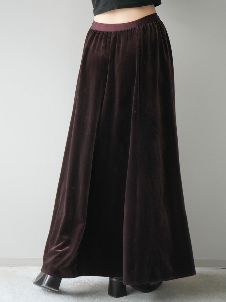[予約]ベロアフレアスカート/brown
