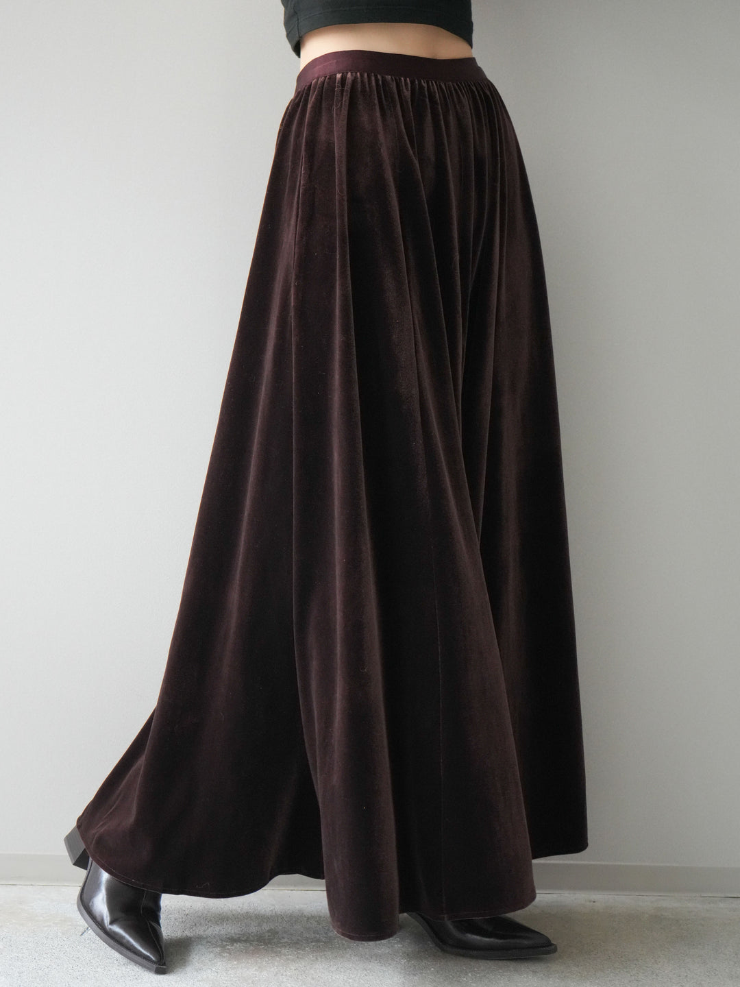 [予約]ベロアフレアスカート/brown