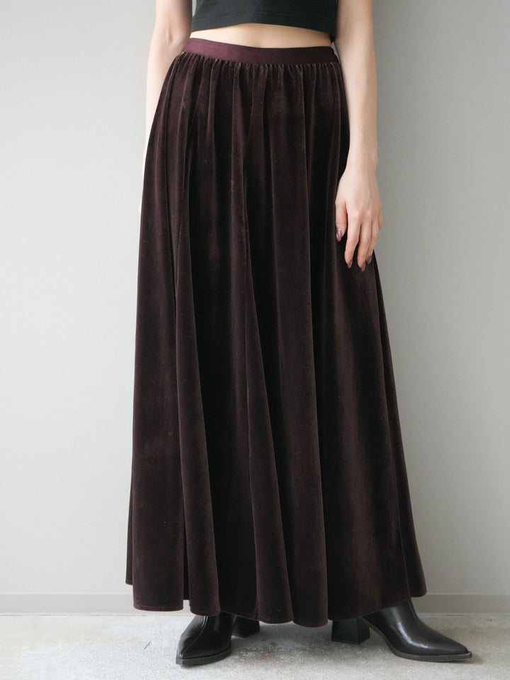 [予約]ベロアフレアスカート/brown