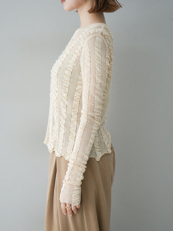 [予約]リネンタッチシャーリングニットトップス/アイボリー