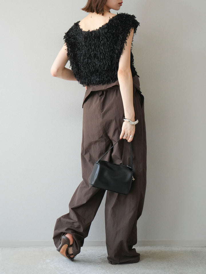 [予約]ナイロンジャンプスーツ/ブラウン