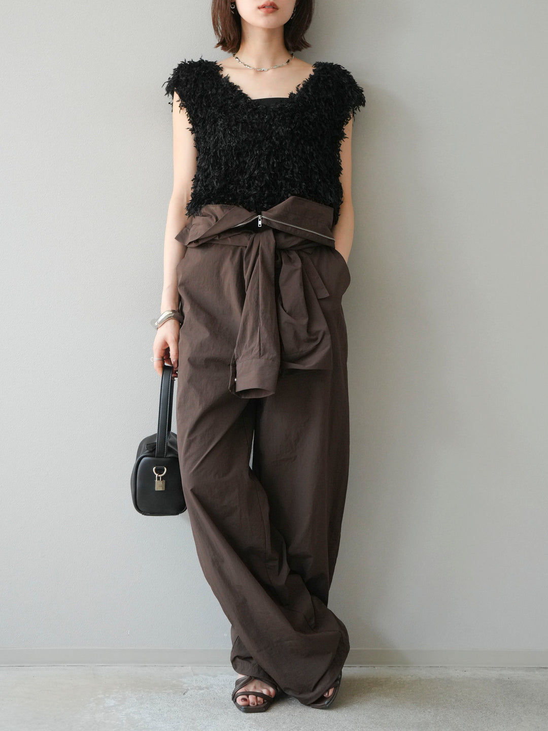 [予約]ナイロンジャンプスーツ/ブラウン