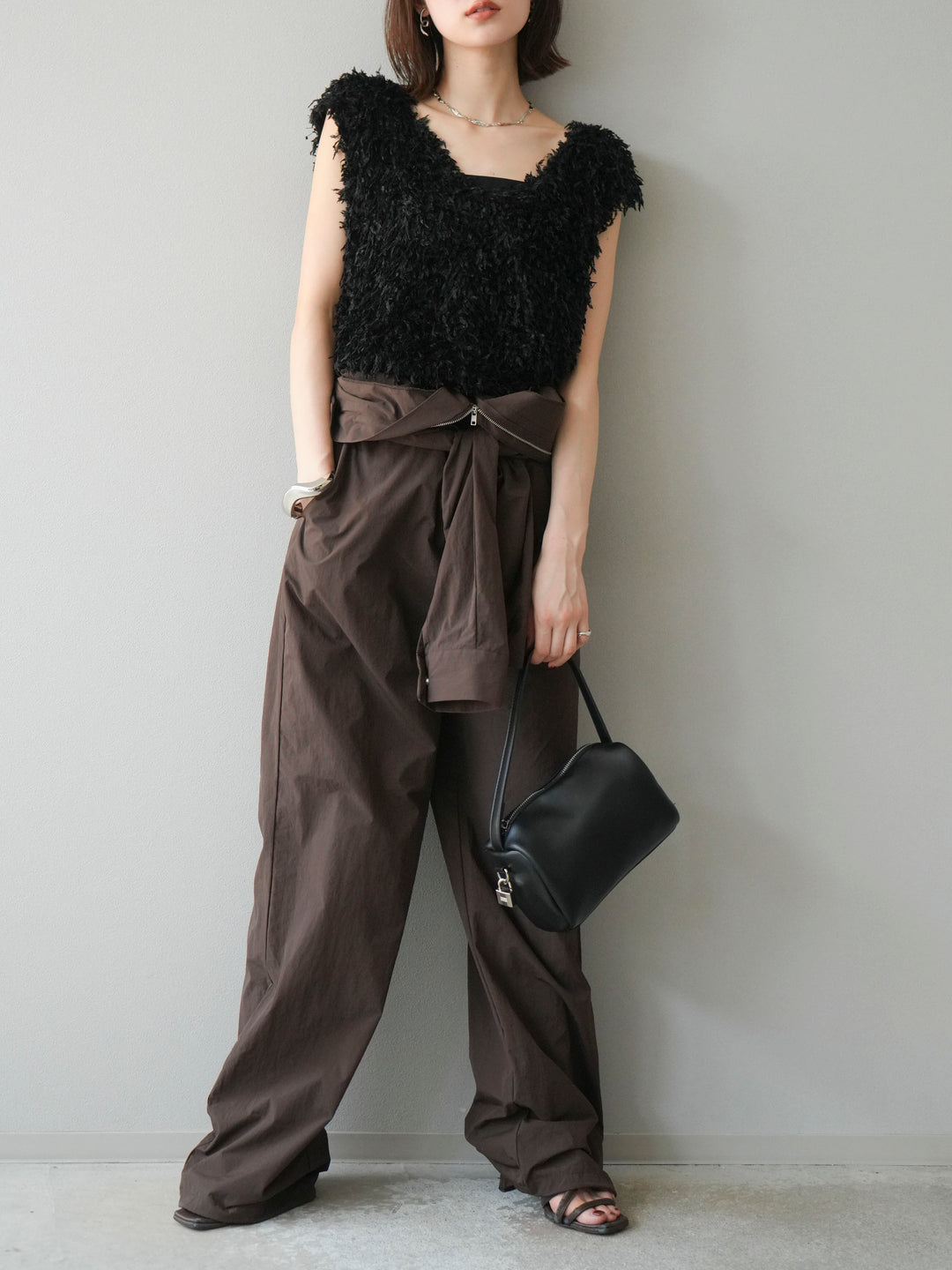 [予約]ナイロンジャンプスーツ/ブラウン