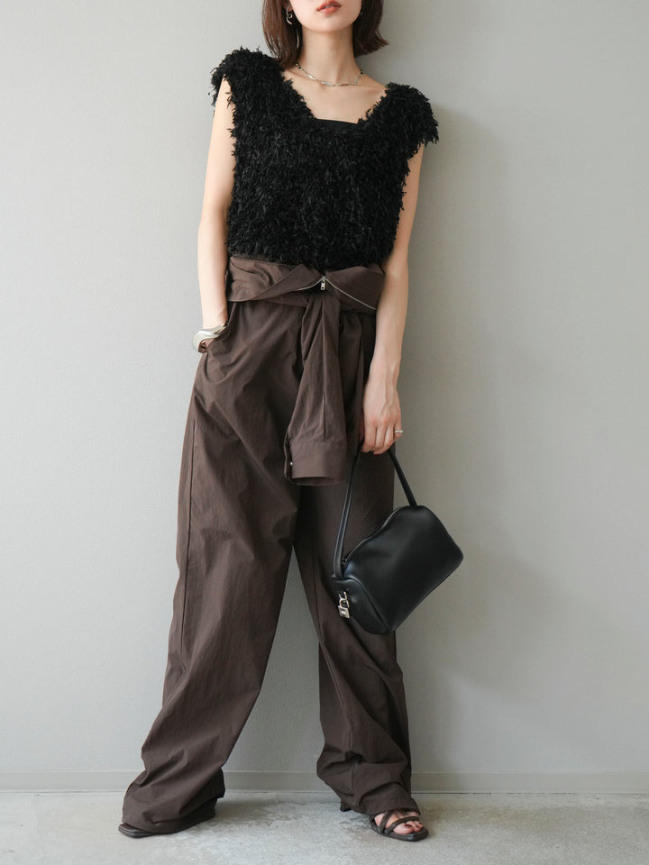 [予約]ナイロンジャンプスーツ/ブラウン